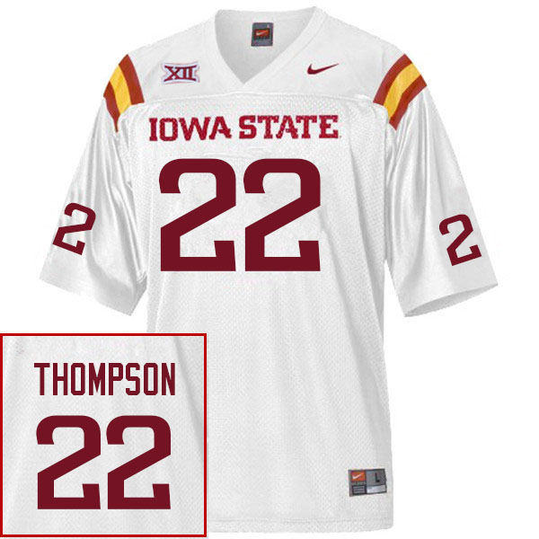 Men #22 Blake Thompson Iowa State Cyclones College Football Jerseys Sale-White - Click Image to Close